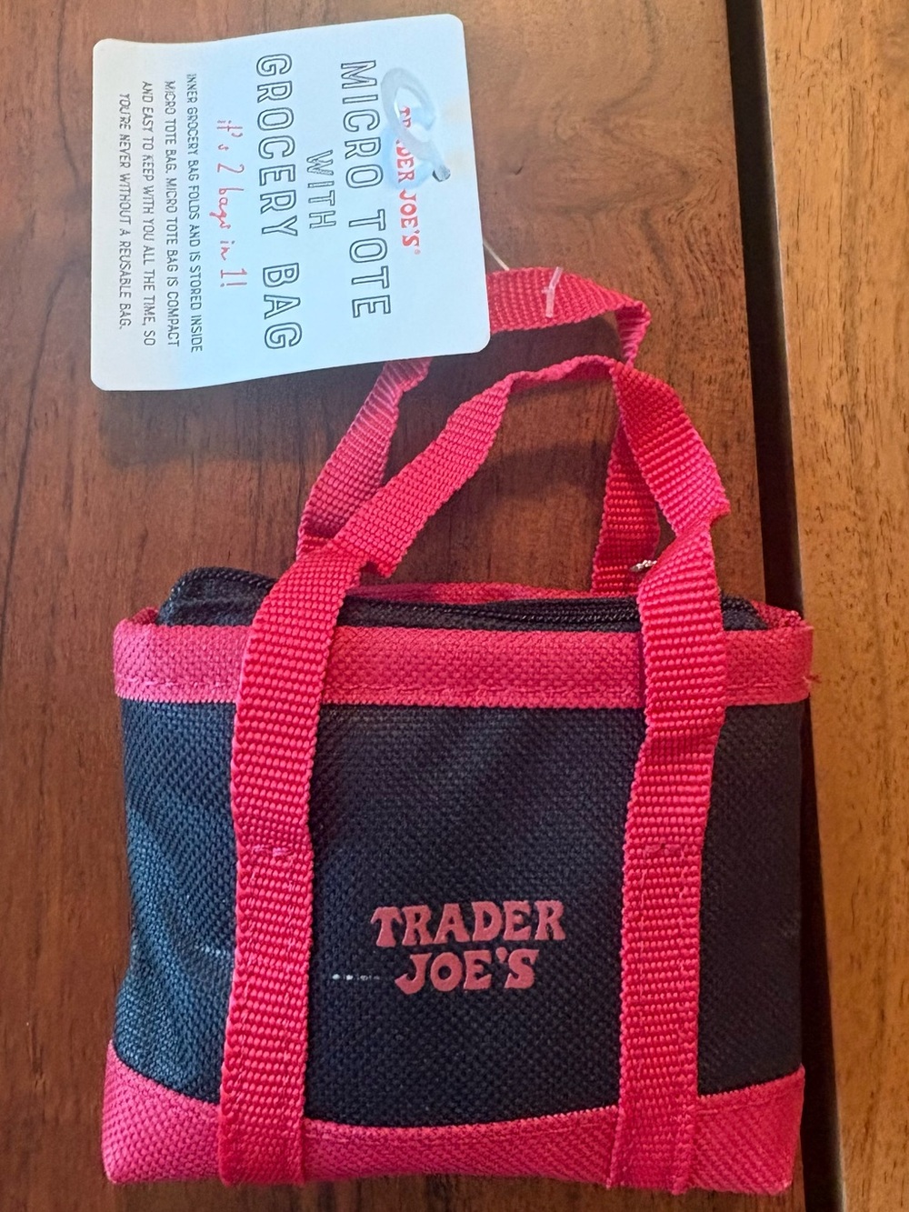 Trader Joe's Red and Black Micro Tote Grocery Bag